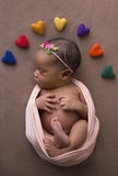 Extended rainbow felted wool hearts newborn photography prop felt heart set