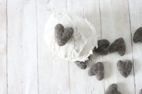 new color! single heather brown fall felted wool hearts heart neutral newborn photography prop