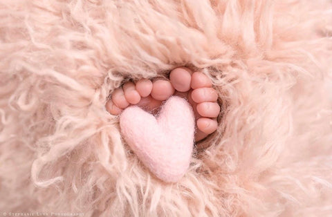 New color! baby pastel blush pink felted wool hearts heart newborn photography prop