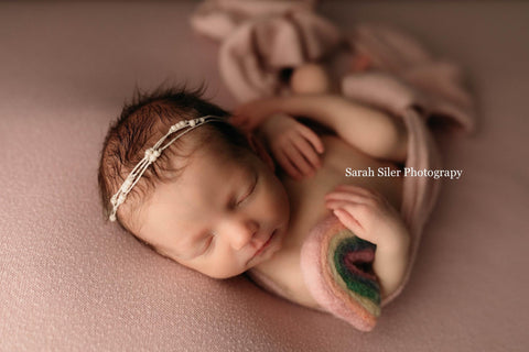 Needle felted pastel rainbow baby newborn photography prop felt