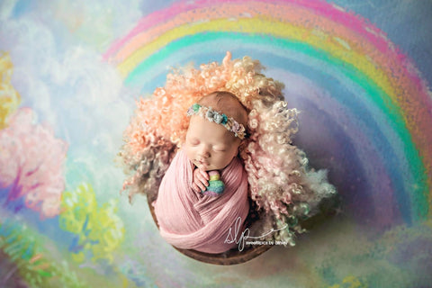 Needle felted pastel rainbow baby newborn photography prop felt heart