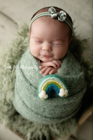 boy blue green needle felted rainbow baby newborn photography prop felt with clouds