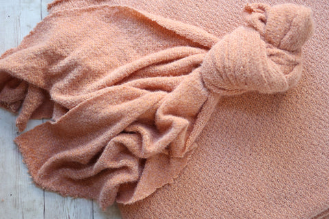 Josie collection coral peach newborn stretch wrap sweater knit chenille posing fabric