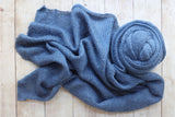 Adrian Collection SET open knit denim blue sweater stretch swaddle wrap beanbag posing fabric tieback