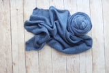 Adrian Collection  denim blue stretch knit posing fabric wrap
