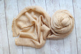 Adrian Collection SET open knit khaki tan stretch swaddle wrap beanbag posing fabric tieback