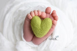 Extended rainbow felted wool hearts newborn photography prop felt heart set