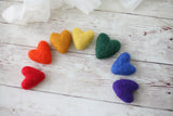 rainbow felted wool hearts newborn photography prop felt heart set