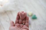 pastel rainbow felted wool hearts newborn photography prop WITH clouds