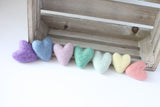 pastel rainbow felted wool hearts newborn photography prop clouds