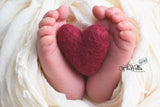 Single deep red crimson burgundy maroon felted wool hearts heart newborn photography prop