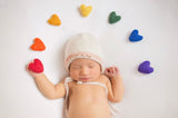 rainbow felted wool hearts newborn photography prop felt heart set