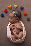 rainbow felted wool hearts with CLOUDS newborn photography prop felt heart set