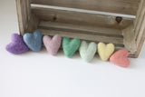 pastel rainbow felted wool hearts newborn photography prop WITH clouds