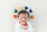 rainbow felted wool hearts newborn photography prop felt heart set