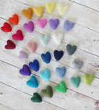 FULL SET rainbow felted wool hearts newborn photography prop felt heart set