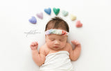 pastel rainbow felted wool hearts newborn photography prop WITH clouds