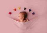 rainbow felted wool hearts with CLOUDS newborn photography prop felt heart set