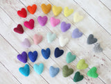 FULL SET rainbow felted wool hearts newborn photography prop felt heart set