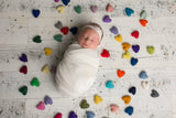 FULL SET rainbow felted wool hearts newborn photography prop felt heart set