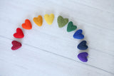 Extended rainbow felted wool hearts newborn photography prop felt heart set