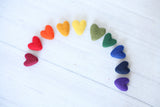 Extended rainbow felted wool hearts newborn photography prop felt heart set