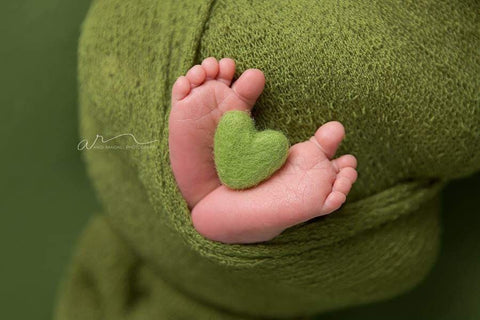 Single lime green felted wool hearts felt heart newborn photography prop