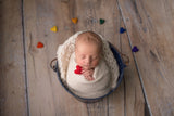 rainbow felted wool hearts with CLOUDS newborn photography prop felt heart set