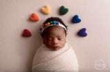 Needle felted heart rainbow baby newborn photography prop felt