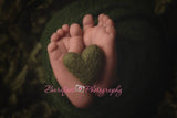 Single olive green felted wool hearts felt heart newborn photography prop