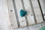 Single deep teal turquoise peacock felted wool hearts felt heart newborn photography prop