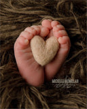 new color! single heather brown fall felted wool hearts heart neutral newborn photography prop