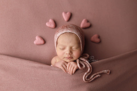 Single blush pink felted wool hearts heart newborn photography prop