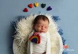 Needle felted pastel rainbow baby newborn photography prop felt heart