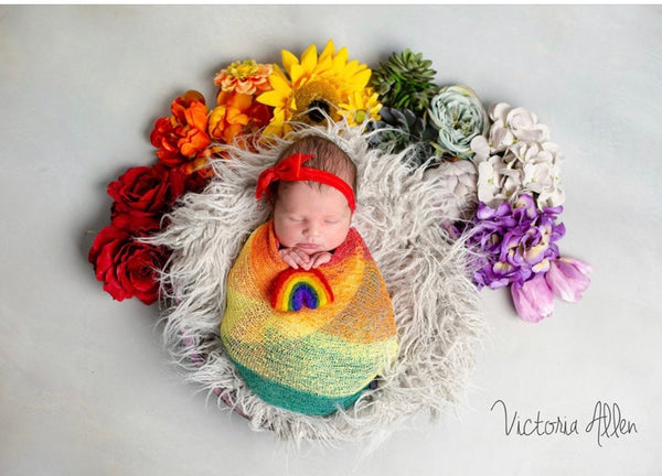 Needle felted rainbow baby newborn photography prop felt