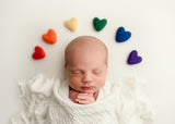 rainbow felted wool hearts newborn photography prop felt heart set