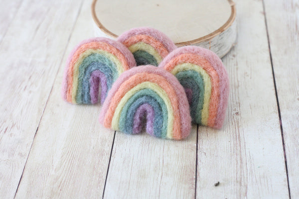 Needle felted pastel rainbow baby newborn photography prop felt