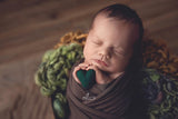 Single deep forest green felted wool hearts felt heart newborn photography prop