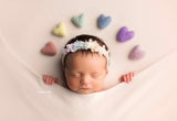 pastel rainbow felted wool hearts newborn photography prop