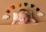 rainbow felted wool hearts with CLOUDS newborn photography prop felt heart set