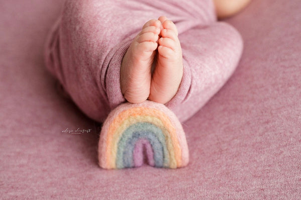 Needle felted pastel rainbow baby newborn photography prop felt