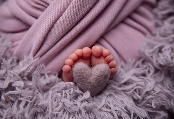 Single lavender lilac felted felt wool hearts heart newborn photography prop