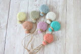 pastel rainbow felted balloon balloons newborn photography prop WITH clouds