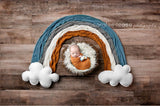 boy blue mustard burnt orange needle felted rainbow baby newborn photography prop felt with clouds