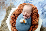 boy blue mustard burnt orange needle felted rainbow baby newborn photography prop felt with clouds