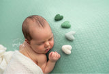 Lucky SET green aqua boy felted wool hearts newborn photography prop