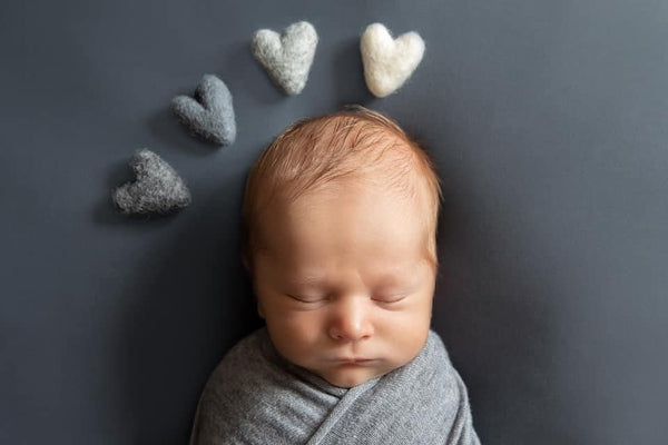 shades of grey gray and blue navy felted wool hearts newborn photography prop SET