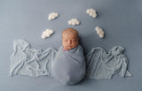 SET wool felt felted newborn photography prop clouds and sky blue stretch dotted wrap