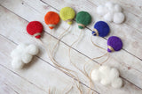 primary rainbow felted balloon balloons newborn photography prop WITH clouds