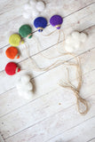 primary rainbow felted balloon balloons newborn photography prop WITH clouds